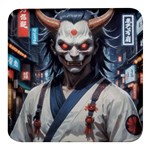 Demon Samurai Square Glass Fridge Magnet (4 pack)