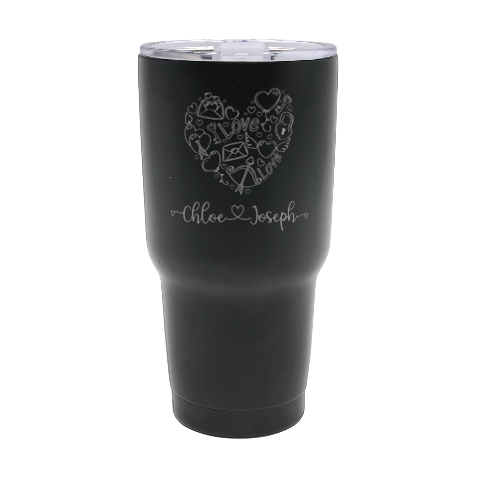 Personalized Couple Name Any Text Love Heart 30oz Thermal Travel Tumbler 30oz Thermal Travel Tumbler from ArtsNow.com Front