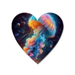 Cosmic Jellyfish Artwork Heart Magnet