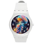 Cosmic Jellyfish Artwork Round Plastic Sport Watch (M)