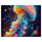 Cosmic Jellyfish Artwork Premium Plush Fleece Blanket (Medium)