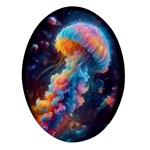 Cosmic Jellyfish Artwork Oval Glass Fridge Magnet (4 pack)