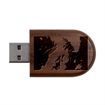 Cosmic Jellyfish Artwork Wood Oval USB Flash Drive