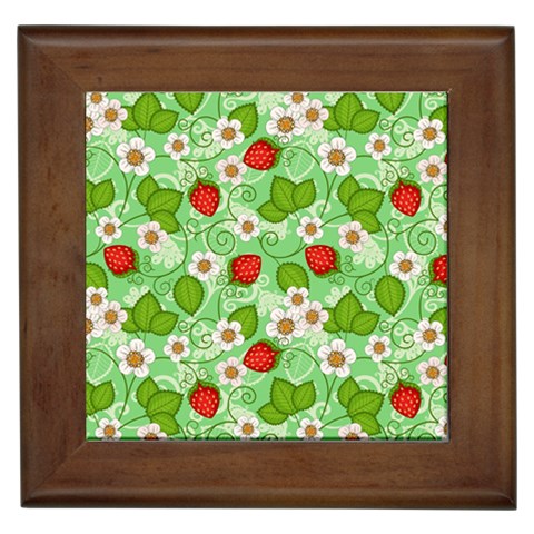 Strawberries Pattern Seamless Framed Tile from ArtsNow.com Front