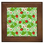 Strawberries Pattern Seamless Framed Tile