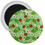 Strawberries Pattern Seamless 3  Magnets