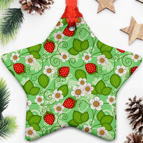 Strawberries Pattern Seamless Ornament (Star) from ArtsNow.com Front