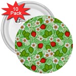 Strawberries Pattern Seamless 3  Buttons (10 pack) 