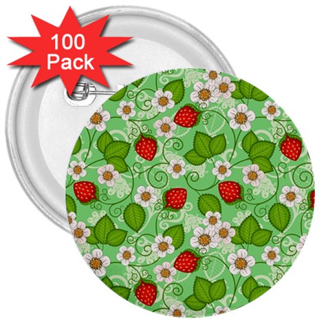 Strawberries Pattern Seamless 3  Buttons (100 pack)  from ArtsNow.com Front