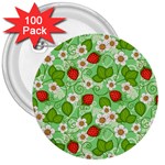 Strawberries Pattern Seamless 3  Buttons (100 pack) 