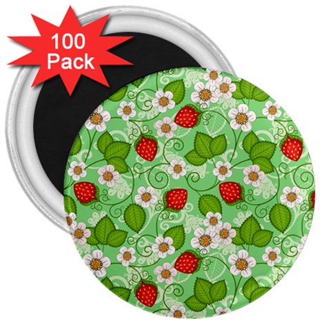 Strawberries Pattern Seamless 3  Magnets (100 pack) from ArtsNow.com Front