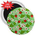 Strawberries Pattern Seamless 3  Magnets (100 pack)