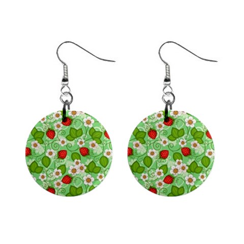 Strawberries Pattern Seamless Mini Button Earrings from ArtsNow.com Front