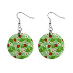 Strawberries Pattern Seamless Mini Button Earrings