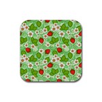 Strawberries Pattern Seamless Rubber Coaster (Square)