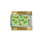 Strawberries Pattern Seamless Gold Trim Italian Charm (9mm)