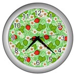 Strawberries Pattern Seamless Wall Clock (Silver)