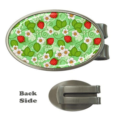 Strawberries Pattern Seamless Money Clips (Oval)  from ArtsNow.com Front