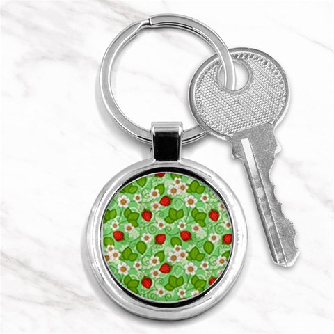 Strawberries Pattern Seamless Key Chain (Round) from ArtsNow.com Front