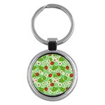 Strawberries Pattern Seamless Key Chain (Round)