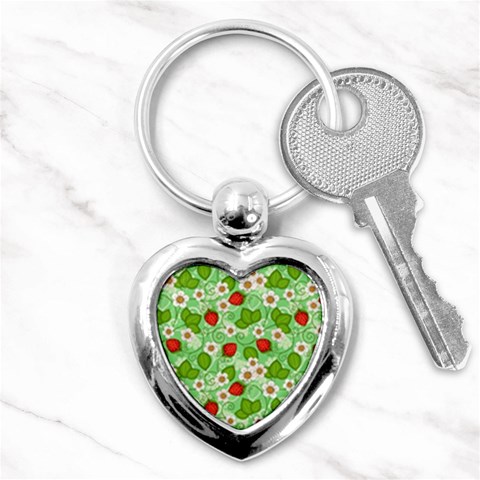 Strawberries Pattern Seamless Key Chain (Heart) from ArtsNow.com Front