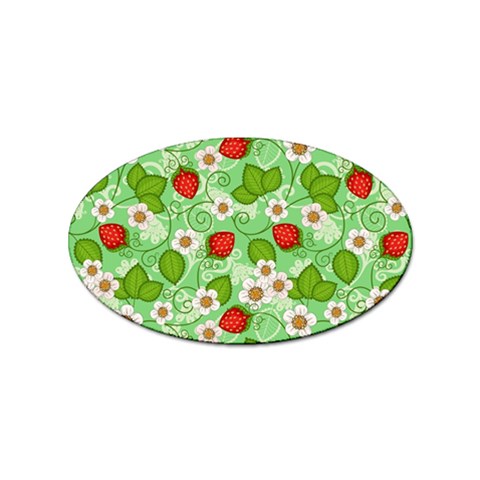 Strawberries Pattern Seamless Sticker (Oval) from ArtsNow.com Front