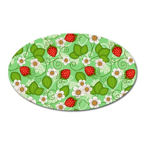 Strawberries Pattern Seamless Oval Magnet from ArtsNow.com Front