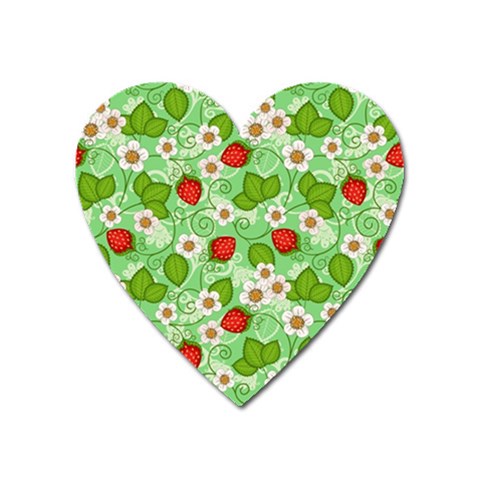 Strawberries Pattern Seamless Heart Magnet from ArtsNow.com Front