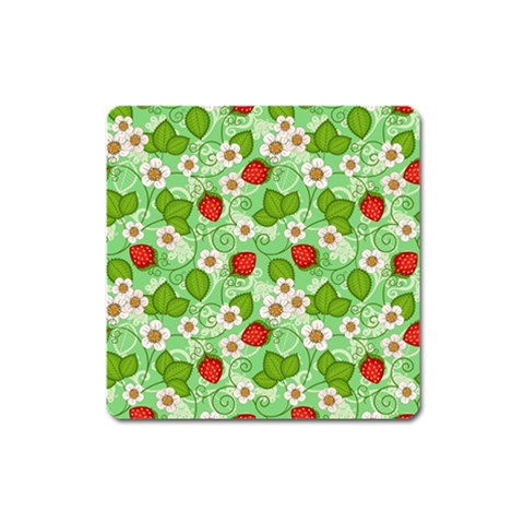 Strawberries Pattern Seamless Square Magnet from ArtsNow.com Front