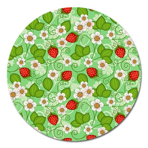 Strawberries Pattern Seamless Magnet 5  (Round) from ArtsNow.com Front