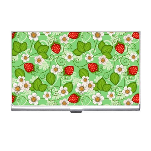 Strawberries Pattern Seamless Business Card Holder from ArtsNow.com Front