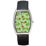 Strawberries Pattern Seamless Barrel Style Metal Watch