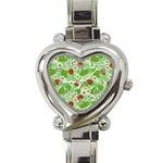 Strawberries Pattern Seamless Heart Italian Charm Watch