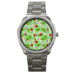 Strawberries Pattern Seamless Sport Metal Watch