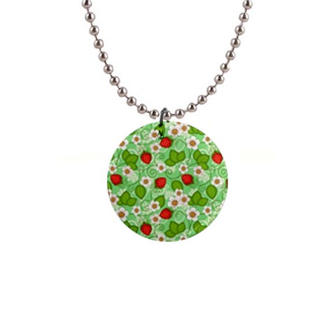 Strawberries Pattern Seamless 1  Button Necklace from ArtsNow.com Front