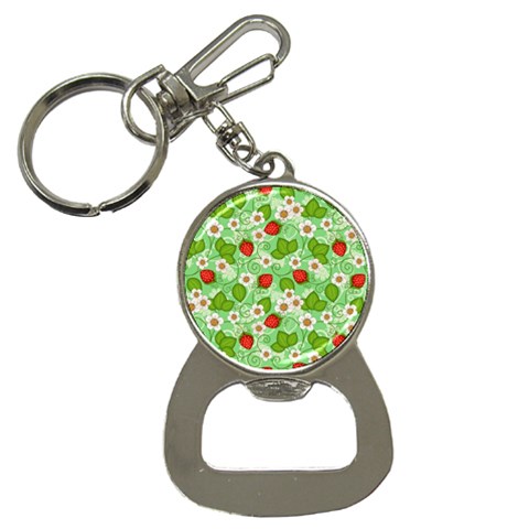 Strawberries Pattern Seamless Bottle Opener Key Chain from ArtsNow.com Front