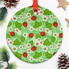 Strawberries Pattern Seamless Round Ornament (Two Sides) from ArtsNow.com Front