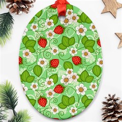 Strawberries Pattern Seamless Oval Ornament (Two Sides) from ArtsNow.com Front