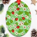 Strawberries Pattern Seamless Oval Ornament (Two Sides)