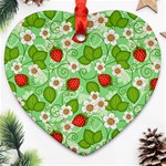 Strawberries Pattern Seamless Heart Ornament (Two Sides)