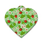 Strawberries Pattern Seamless Dog Tag Heart (One Side)