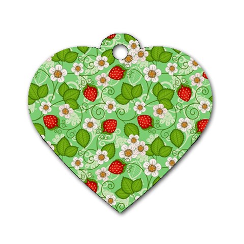 Strawberries Pattern Seamless Dog Tag Heart (Two Sides) from ArtsNow.com Front