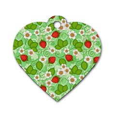 Strawberries Pattern Seamless Dog Tag Heart (Two Sides) from ArtsNow.com Front