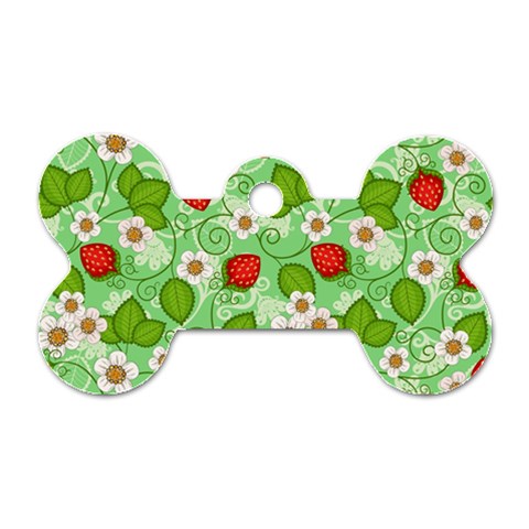 Strawberries Pattern Seamless Dog Tag Bone (One Side) from ArtsNow.com Front