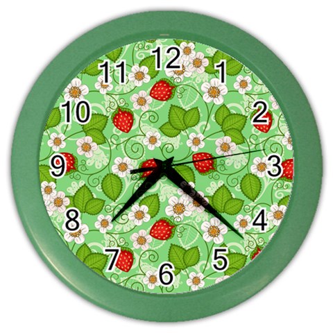 Strawberries Pattern Seamless Color Wall Clock from ArtsNow.com Front