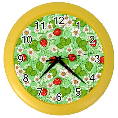 Strawberries Pattern Seamless Color Wall Clock from ArtsNow.com Front