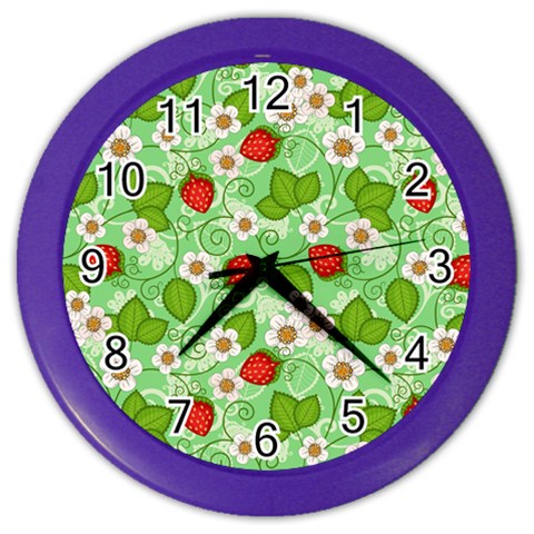 Strawberries Pattern Seamless Color Wall Clock from ArtsNow.com Front