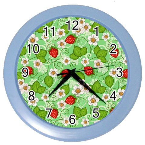 Strawberries Pattern Seamless Color Wall Clock from ArtsNow.com Front