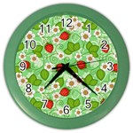 Strawberries Pattern Seamless Color Wall Clock