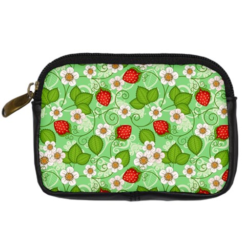 Strawberries Pattern Seamless Digital Camera Leather Case from ArtsNow.com Front